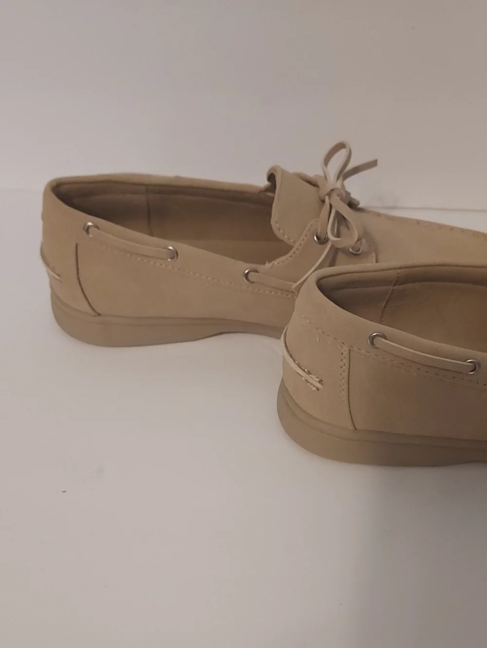 JustFab Faux Suede Boat Shoe Beige Tan Cream Size 7